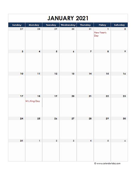 2021 Printable Editable Monthly Calendars