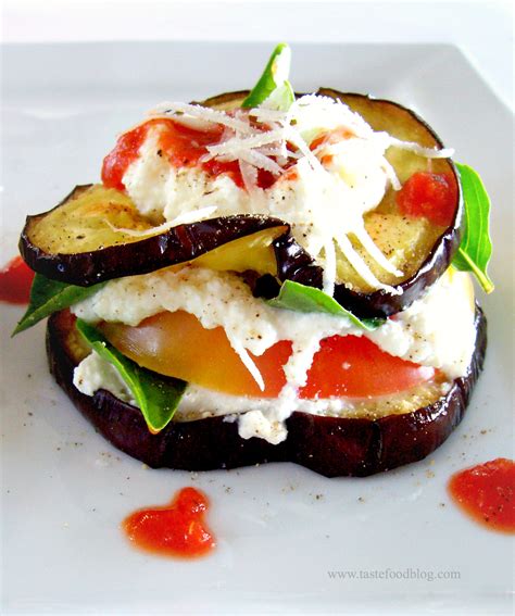Grilled Eggplant And Heirloom Tomato Stacks With Basil And Tomato