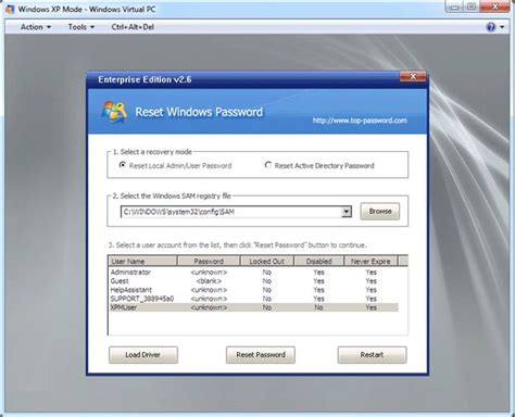 Windows XP Password Recovery