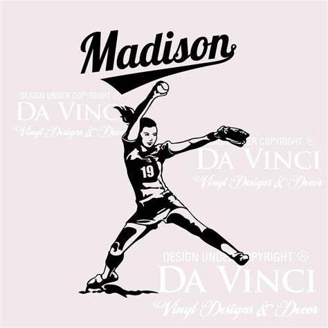 Softball Player Fastpitch Pitcher Wall Custom Girl Name Vinyl Wall