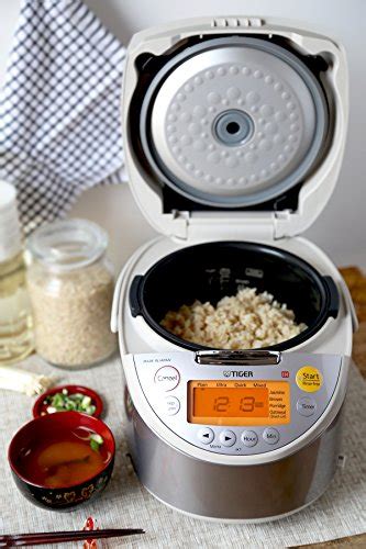 Tiger JKT B18U C Rice Cooker With Oatmeal Cooker Stainless Steel Beige