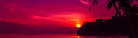 3840x1080 Resolution Seashore Colorful Sunset 3840x1080 Resolution