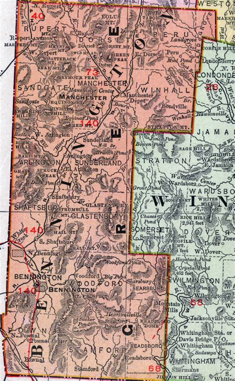 Bennington County Vt Wall Map Color Cast Style By Marketmaps Images