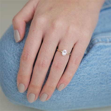 The Oval Solitaire Small Engagement Rings Moissanite Engagement Ring Oval Custom Wedding Rings