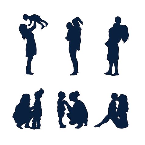 Free Vector Flat Design Mother And Son Silhouette