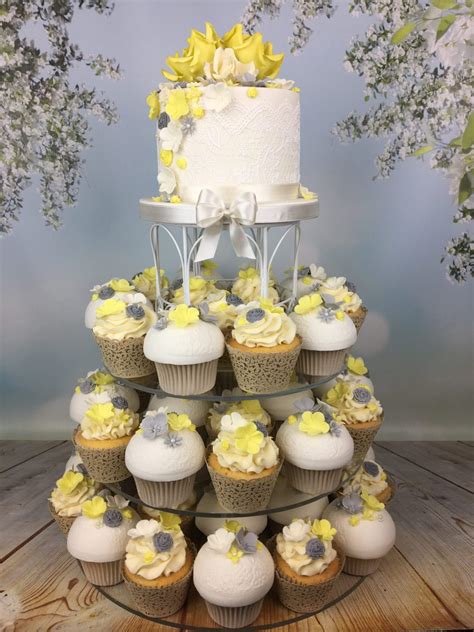 Lemon And Grey Cupcake Tower Wedding Cake Mels Amazing