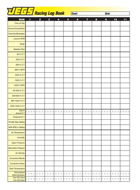 Log Book Templates 10 Free Printable Word Excel And Pdf