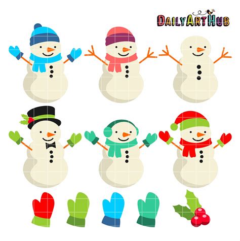 Cute Snowman Clip Art Set Daily Art Hub Graphics Alphabets And Svg