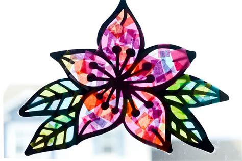 Tissue Paper Stained Glass Flower Craft Tomas Rosprim