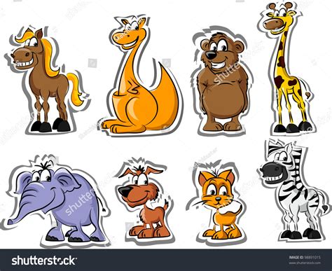Set Of Cartoon Animals Stock Vector Illustration 98891015 Shutterstock