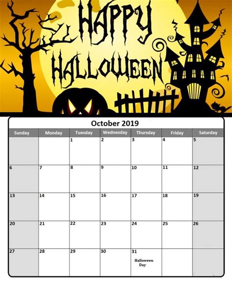 Happy Halloween October 31st 2019 Halloween Calendar Calendar