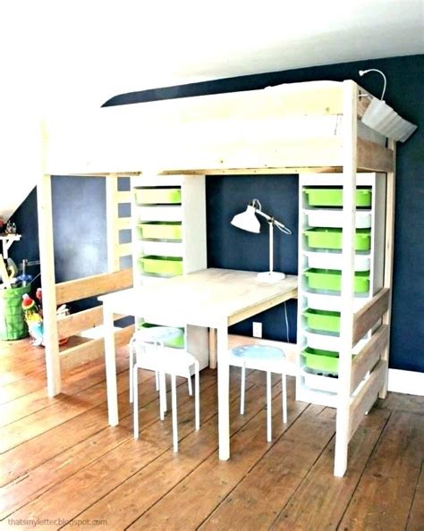 Diy camp loft bed with stair. Bunk Bed With Slide Loft Bedroom Ideas Desks Queen Desk ...