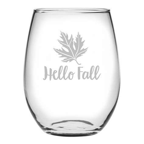 hello fall stemless wine glasses