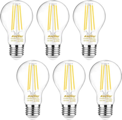 Ascher A19 Led Classic Edison Light Bulbs 6w Equivalent 60w 800lm