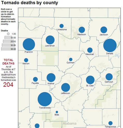 Alabama Tornadoes Interactive Maps Of Tornado Activity Deaths By