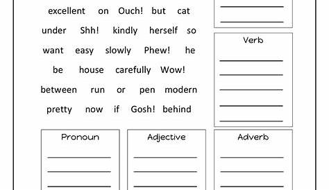 mixed parts of speech worksheets