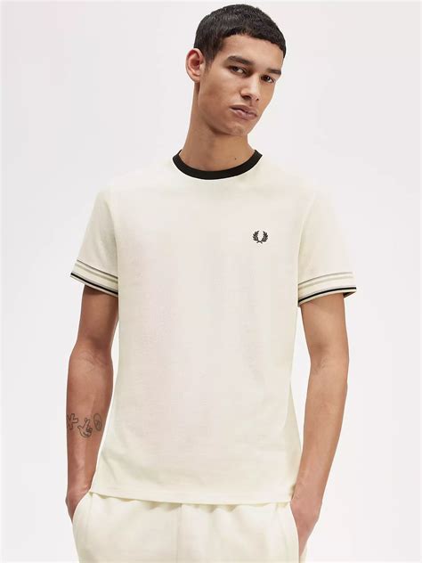 Fred Perry Bold Tipped Piqué T Shirt Ecru At John Lewis And Partners