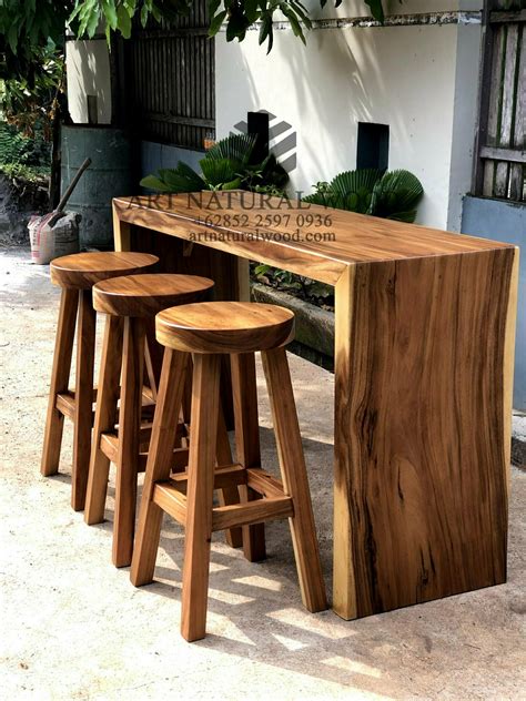 Meja Mini Bar Kayu Solid Art Natural Wood