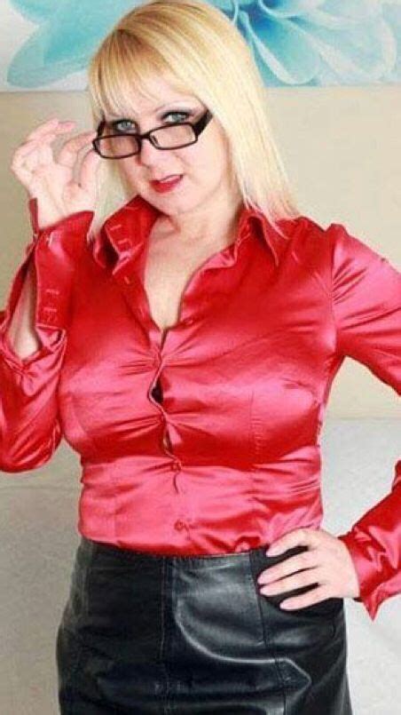 Pin By C Mee On Beautiful Sexy Satin Old Lady In Satin Blouse Satin Blouse Leather Dresses