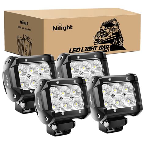 Buy Nilightled Pods 4pcs 18w 1260lm Flood Light Bar Driving Fog Off