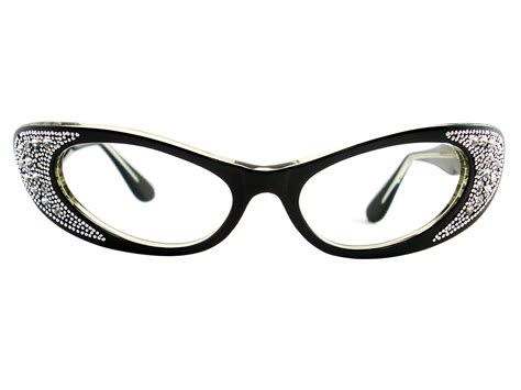 Vintage Eyeglasses Frames Eyewear Sunglasses 50s Vintage Black Cat Eye Glasses Eyeglasses