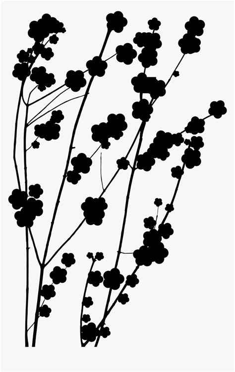 Plant Flower Leaf Pattern Stem Twig Clipart Silhouette Hd Png