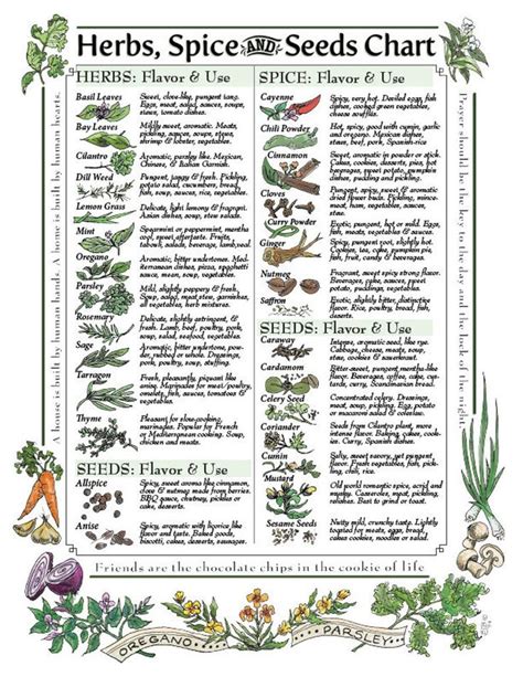 Digital Download Herbs Spice And Seeds Chart For Kitchen Etsy Magic