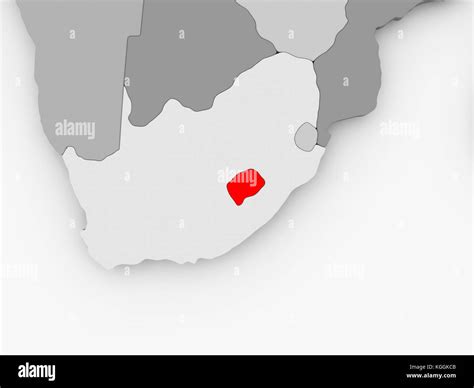 Lesotho In Red On Grey Political Map 3d Illustration Stock Photo Alamy