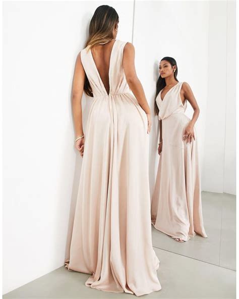 ASOS Satin Maxi Dress With Wrap Bodice In Pink Lyst Canada