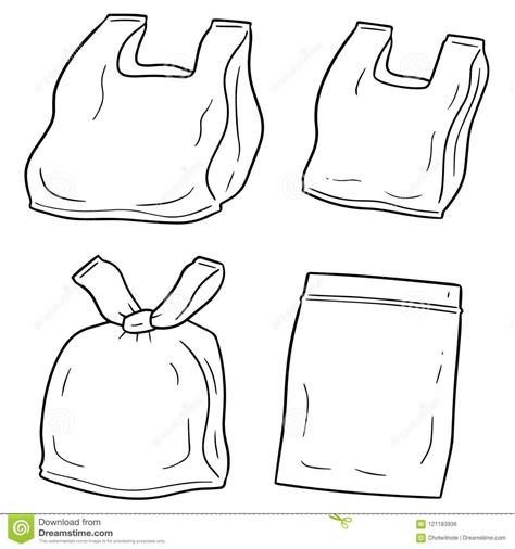 Vector Set Of Plastic Bags Hand Drawn Cartoon Illustration