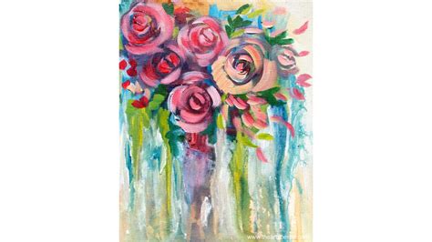 Easy Drip Roses Step By Step Painting On Canvas For