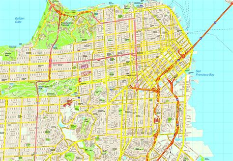 San Francisco Map Eps Illustrator Vector City Maps Usa America Eps