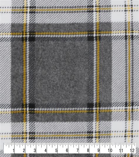 Luxe Fleece Fabric Yellow Gray Plaid Joann