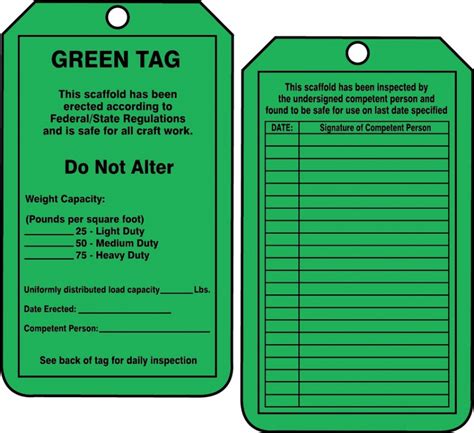 In malaysia, tubular scaffolding is the most popular. Green Tag Scaffold Status Safety Tag TRS209