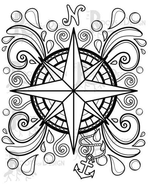 See more ideas about coloring pages, compass, adult coloring pages. INSTANT DOWNLOAD Coloring Page - Compass Design, doodle ...