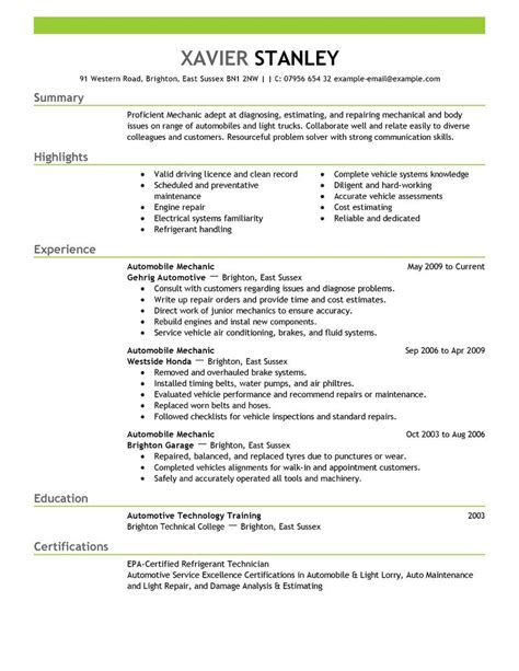 An auto mechanic (automotive technician in most of north america, light vehicle technician in british english, and motor mechanic in australian english) is a mechanic with a variety of automobile makes or either in a specific area or in a specific make of automobile. Best Mechanic Resume Example | LiveCareer | Resume summary examples, Resume examples, Resume summary