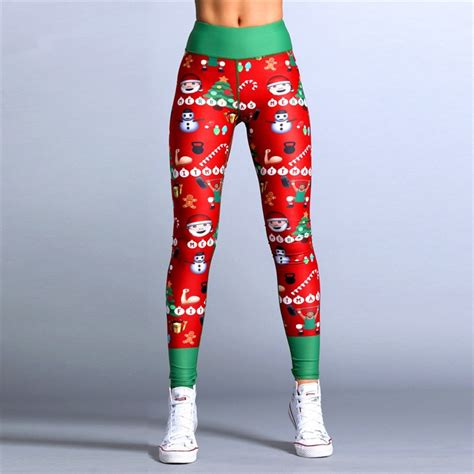Svokor Christmas Leggings Women High Waist Sexy Polyester Digital Printing Slim Fashion Casual