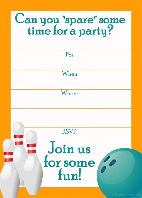 Printable Bowling Party Invitations Printable Word Searches