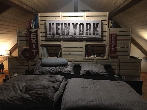 The first step is to mark up and design your wardrobe, this involves deciding where you want your shelves and hanging space. DIY headboard/closet/storage solution