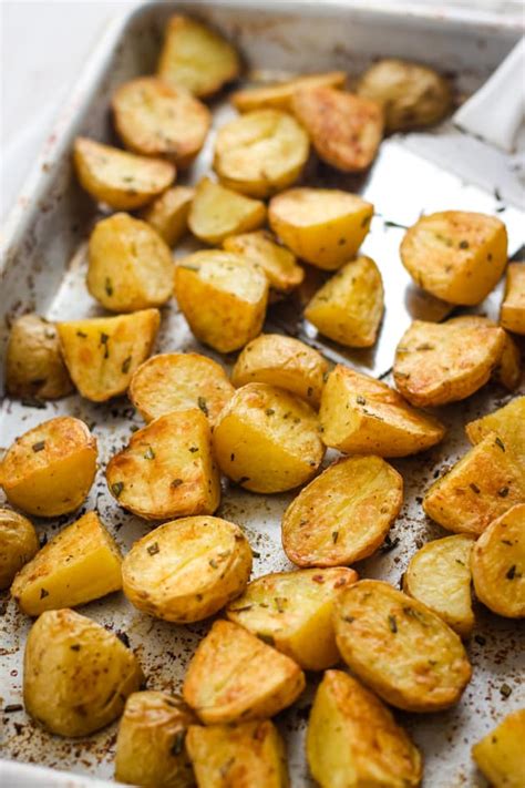 To bake potatoes, first scrub the potatoes and rinse them in cold water. Toaster Oven Rosemary Potatoes Recipe - Food Fanatic