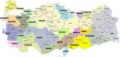 Provinces of turkey map of turkey. Large and Detailed map of Turkey showing all the cities ...