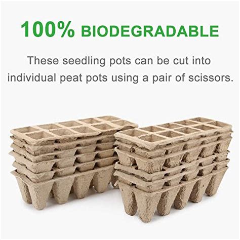 Growneer 120 Cells Peat Pots Seed Starter Trays 12 Packs Biodegradable