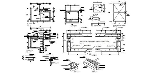 Armed Concrete Structured Foundation Plan And Construction Details Dwg