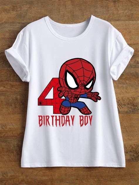 Spiderman 4th Birthday Boy SVG File for T-shirt | Etsy Denmark
