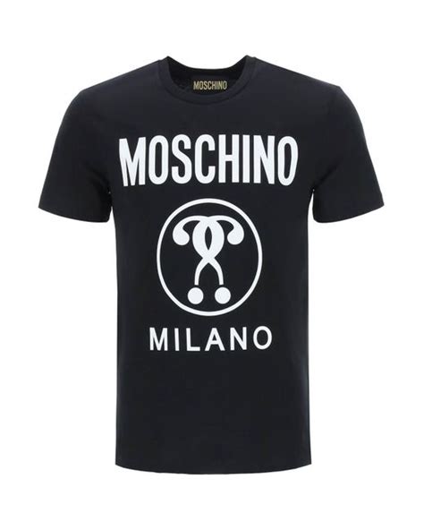 Moschino Cotton Double Question Mark T Shirt In Black For Men Lyst