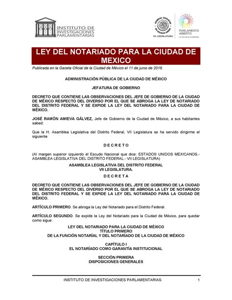 Ley Del Notariado Cdmx 2019 Ley Del Notariado Para La Ciudad De