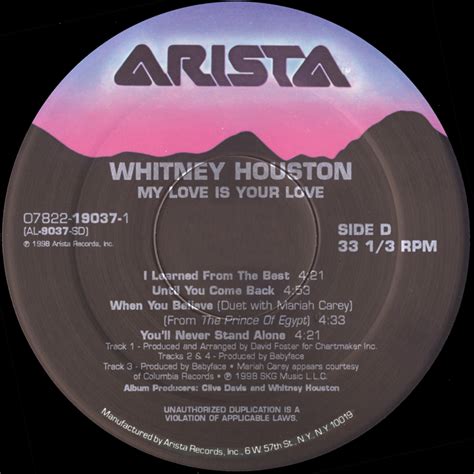 Whitney Houston My Love Is Your Love Vinyl Album