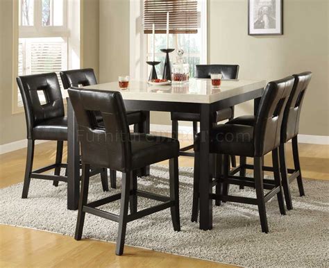 Consider a bar height table if you're primarily seated while dining. Black Counter Height Dining Table w/Faux Marble Top & Options