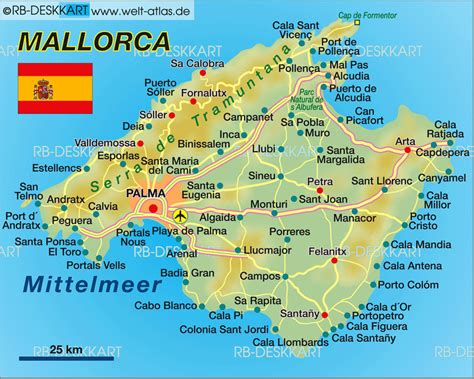 Map Of Mallorca Island In Spain Welt Atlas De