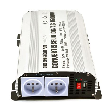 Les deux seules précautions à prendre sont de vérifier que la puissance de l'appareil rechargé soit toujours inférieure à développé par la marque sug, ce convertisseur 12v 220v de 3000 watts est employé pour de nombreux usages. Convertisseur pur sinus 1500W 12V 220V sur SolairePratique ...